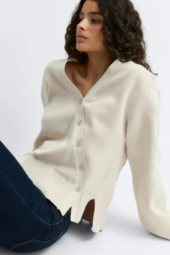 Asymmetric knitted cardigan