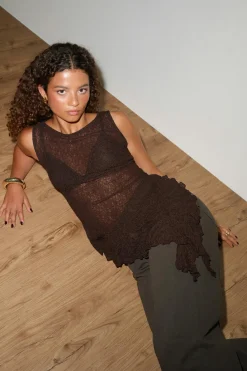 Asymmetric lace top