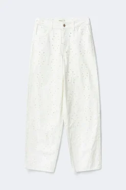 Broderie denim jeans