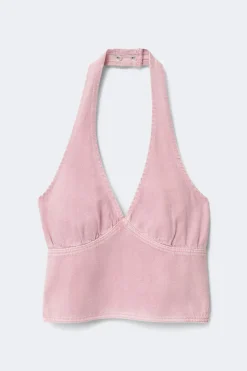 Denim halterneck top