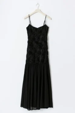Embroidery dropped waist dress