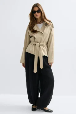 Faux suede belted jacket