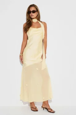Floral maxi cowlneck dress