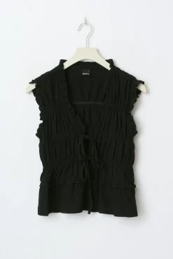 Frill tie front top