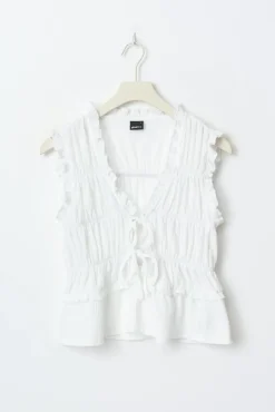 Frill tie front top