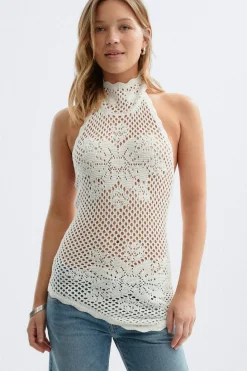 Halterneck knitted singlet