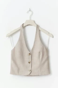 Halterneck tailored vest