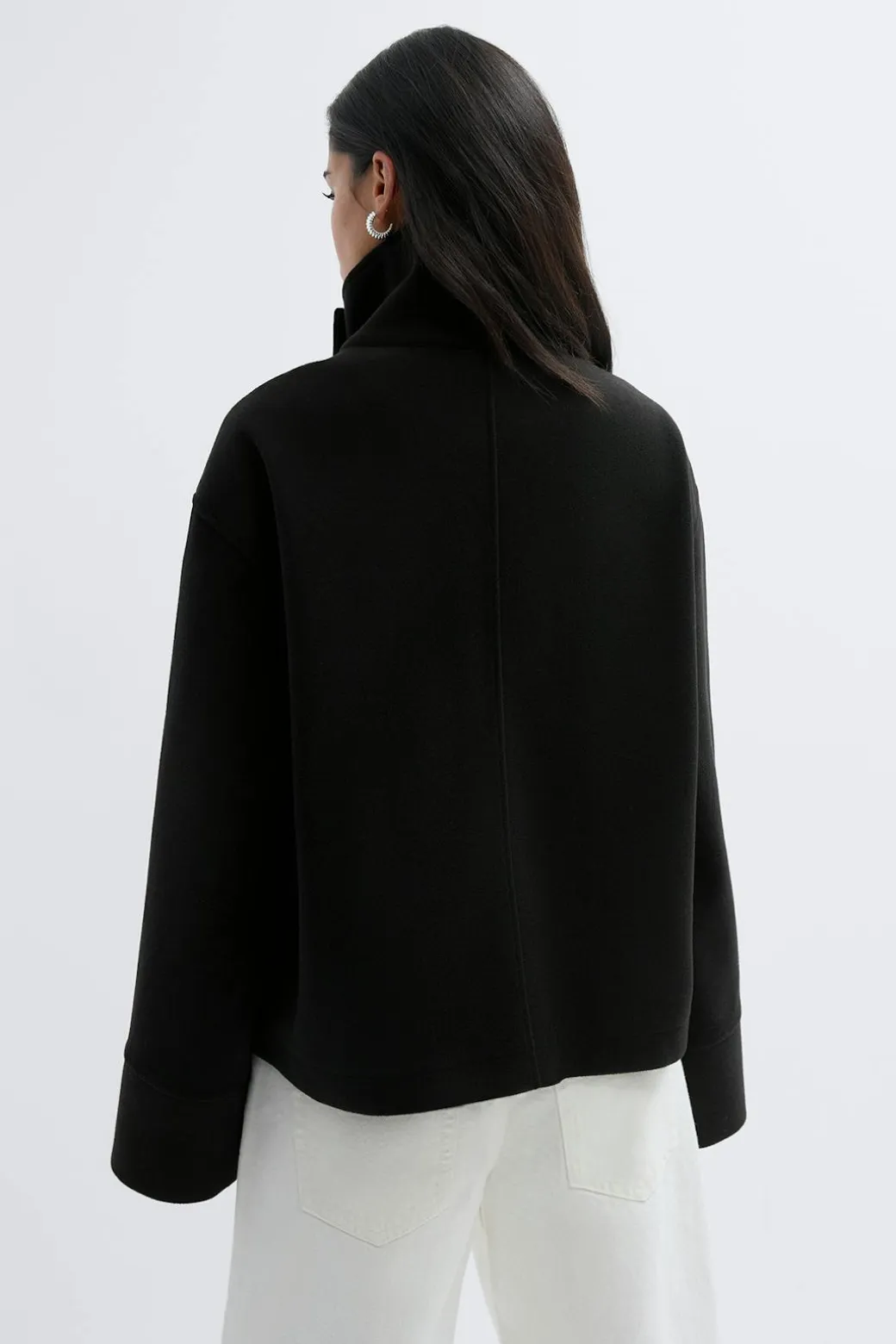 High neck short felt jacket