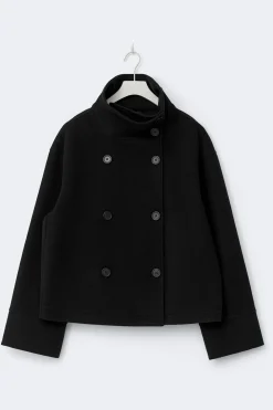 High neck short felt jacket