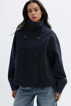 High neck short felt jacket