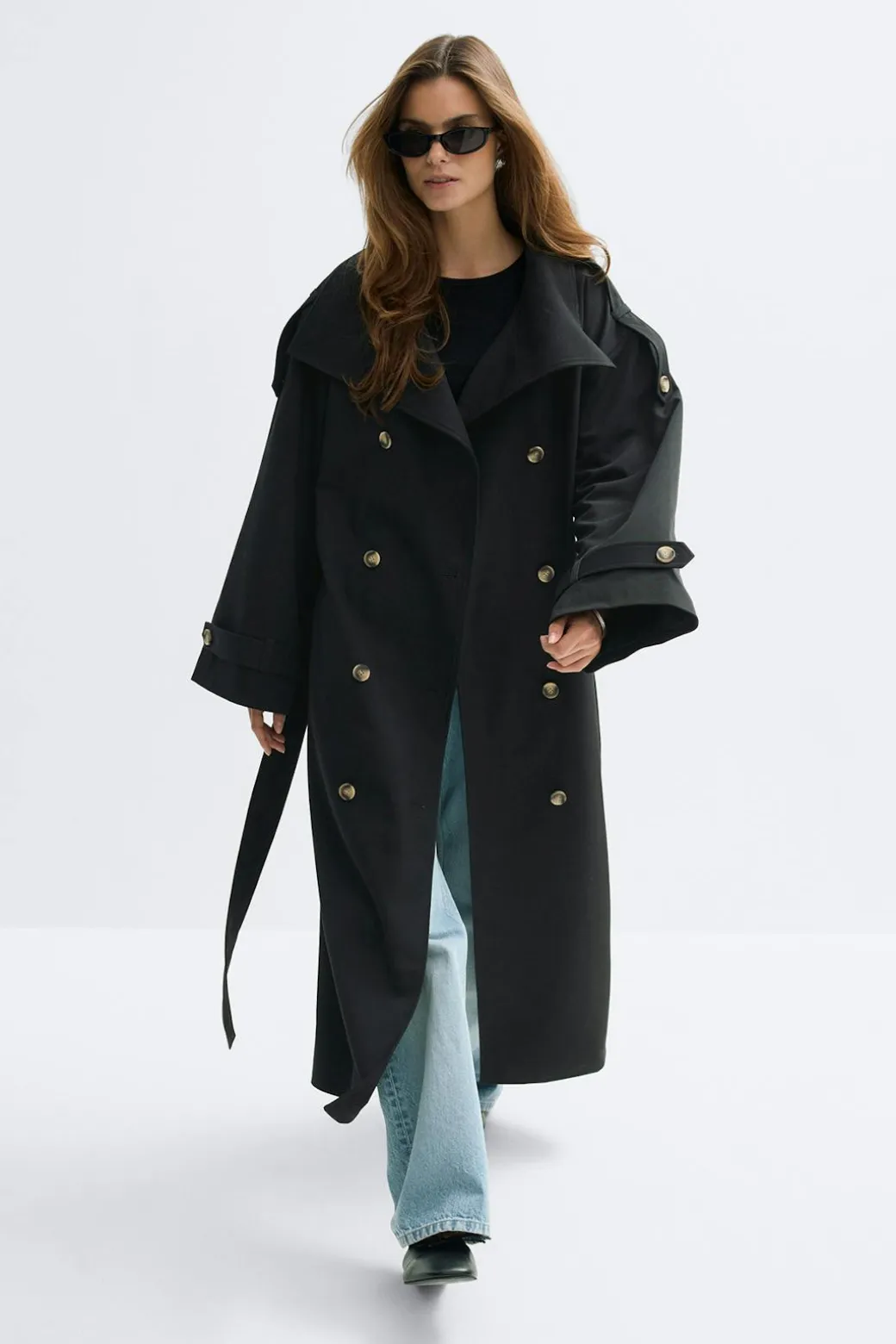 High neck trench coat