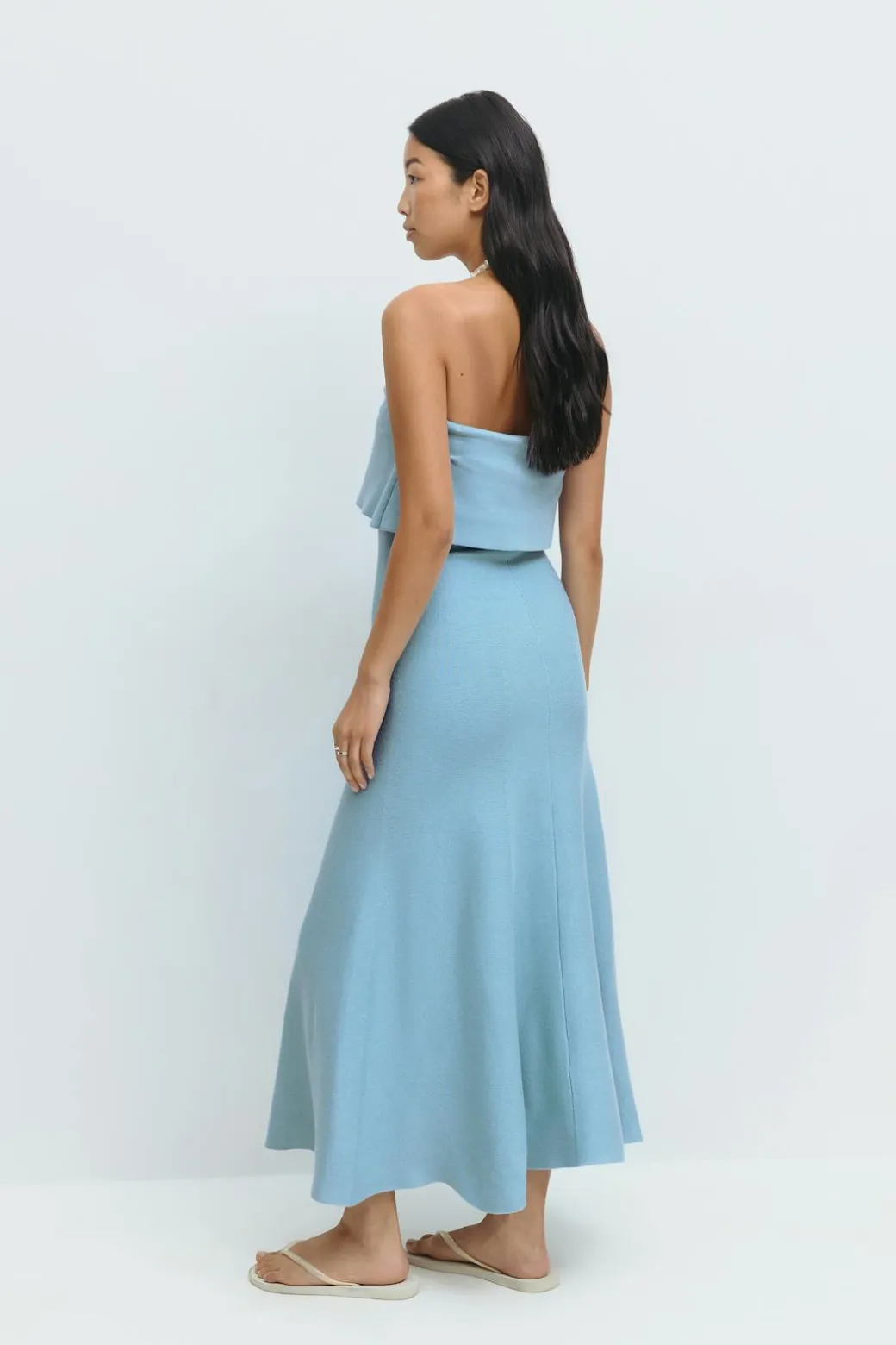 Knitted folded tube dress