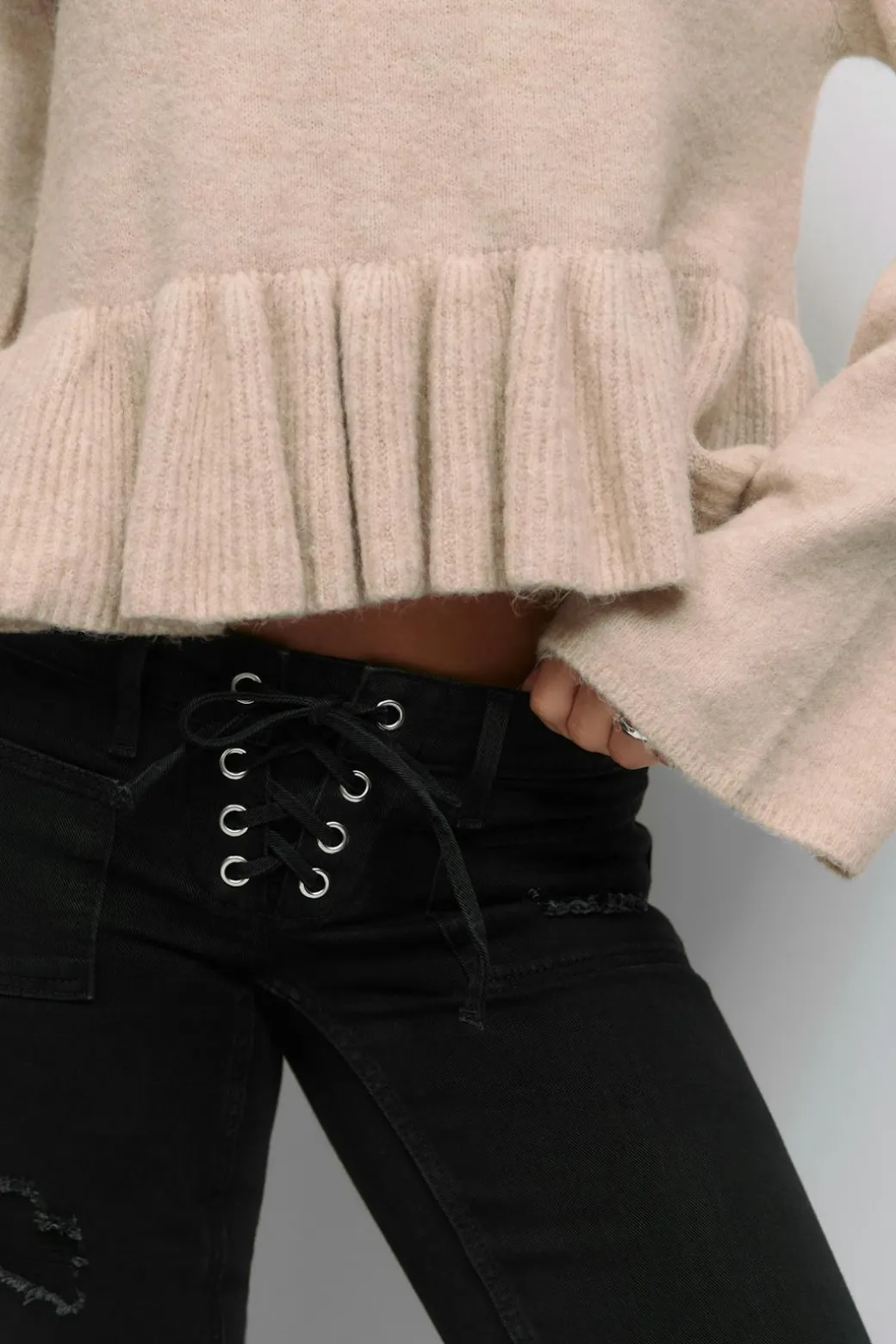 14+ knitted peplum sweater