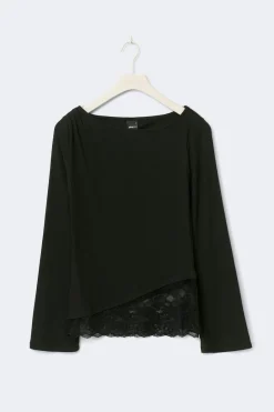 Lace detail boatneck top