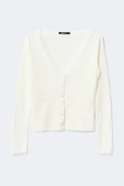 Lace detail button top