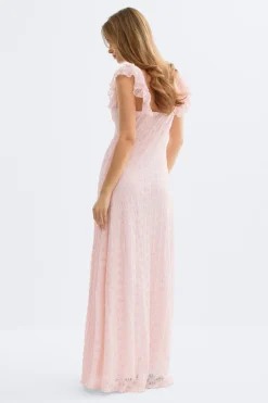 Lace frill maxi dress