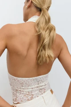 Lace halterneck top