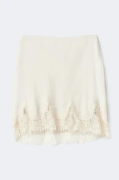 Lace satin mini skirt