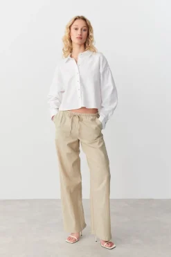 linen blend trousers