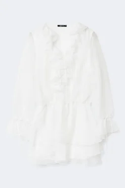 Long sleeve frill mini dress