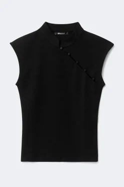 Mandarin collar button top