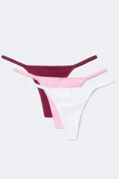 3-pack cotton picot thong