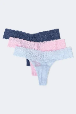 3-pack lace thong