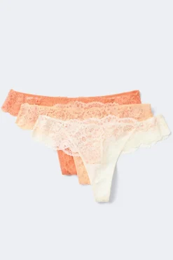 3-pack scallop lace thong