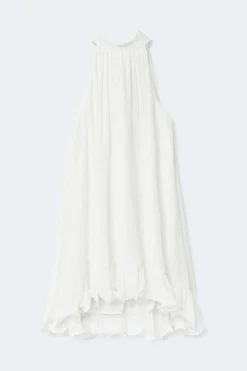 Pleated frill mini dress