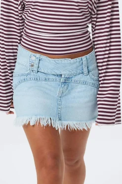 14+ pleated low denim skirt