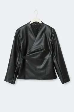 Pu wrap blazer