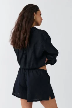 Relaxed linen blend shorts