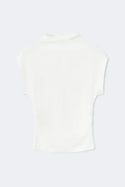 Ruched funnel neck top