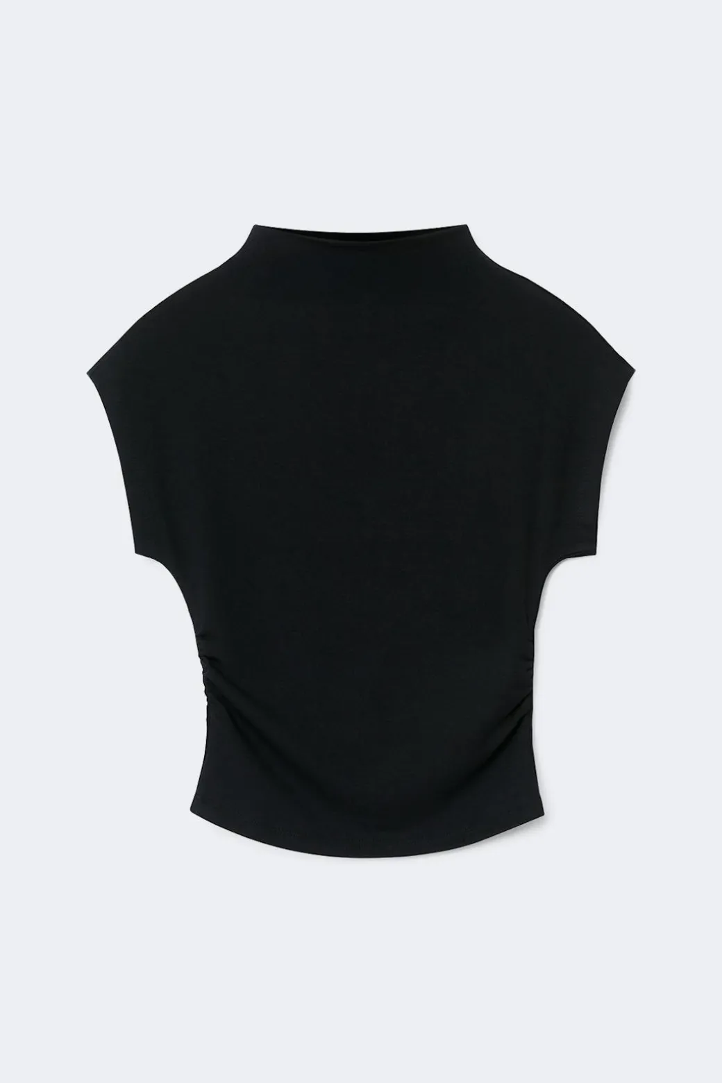 Ruched funnel neck top