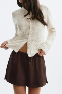 Satin drawstring shorts