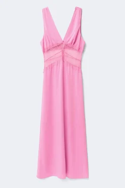 Satin lace maxi dress