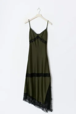 Satin lace midi dress