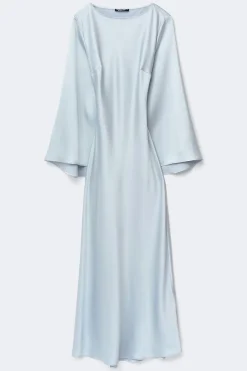 Satin wide sleeve maxi dress