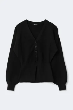 Shaped knitted cardigan