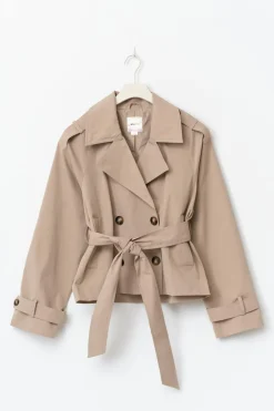 14+ short belted trench jacket