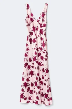 Sleeveless satin maxi dress