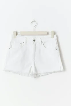 Slit denim shorts