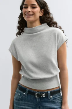 Soft funnel neck top