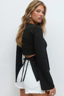 Tie back long sleeve top