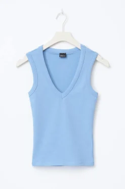 Tight v-neck rib tank