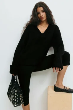 V-neck knitted sweater