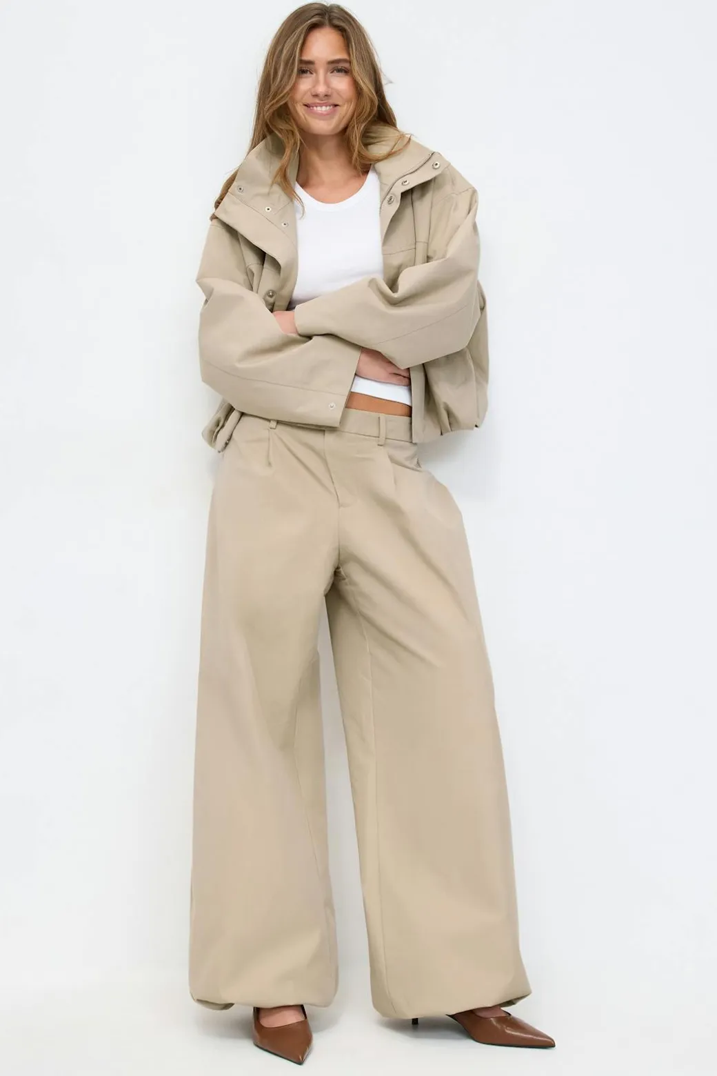 Wide balloon cotton trousers