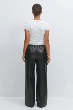 Wide drawstring pu trousers
