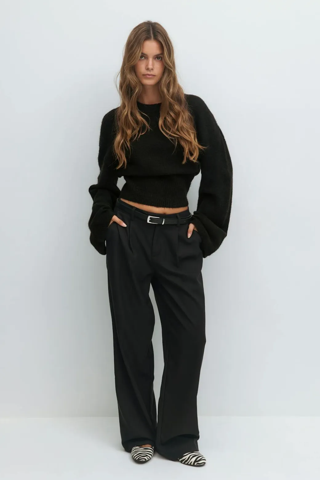 Wide sleeve knitted sweater