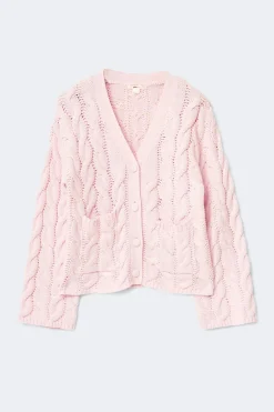 Y cable knitted cardigan